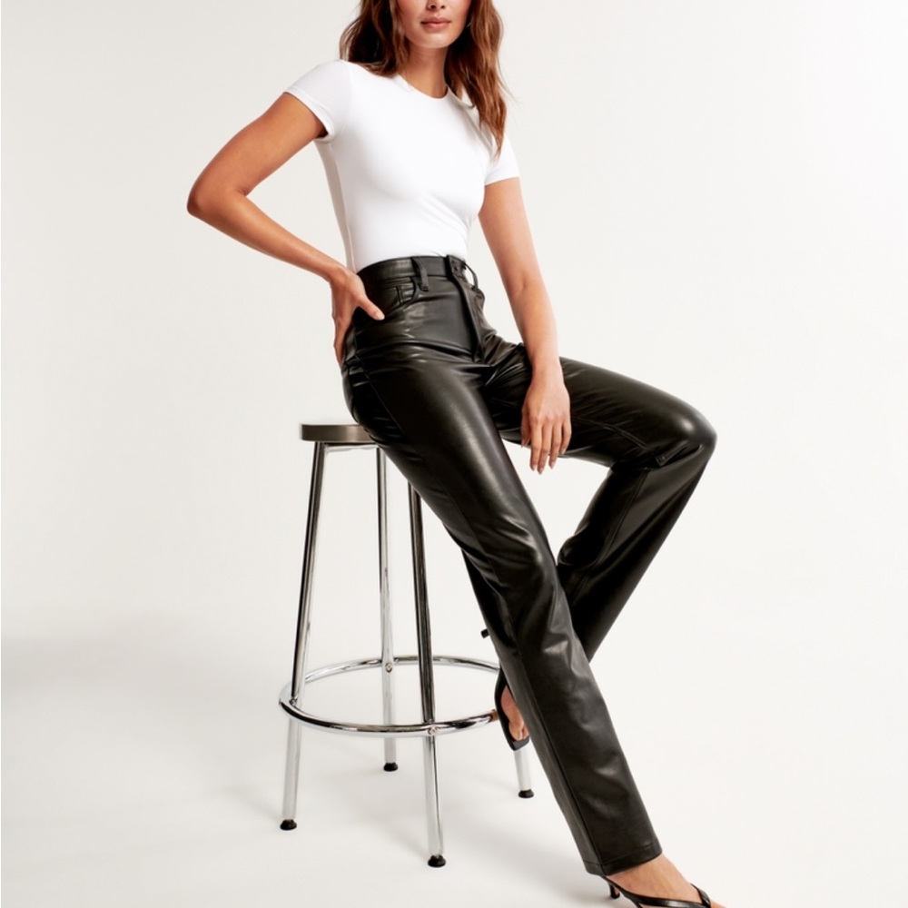 Abercrombie & Fitch Black High Rise leather Pants